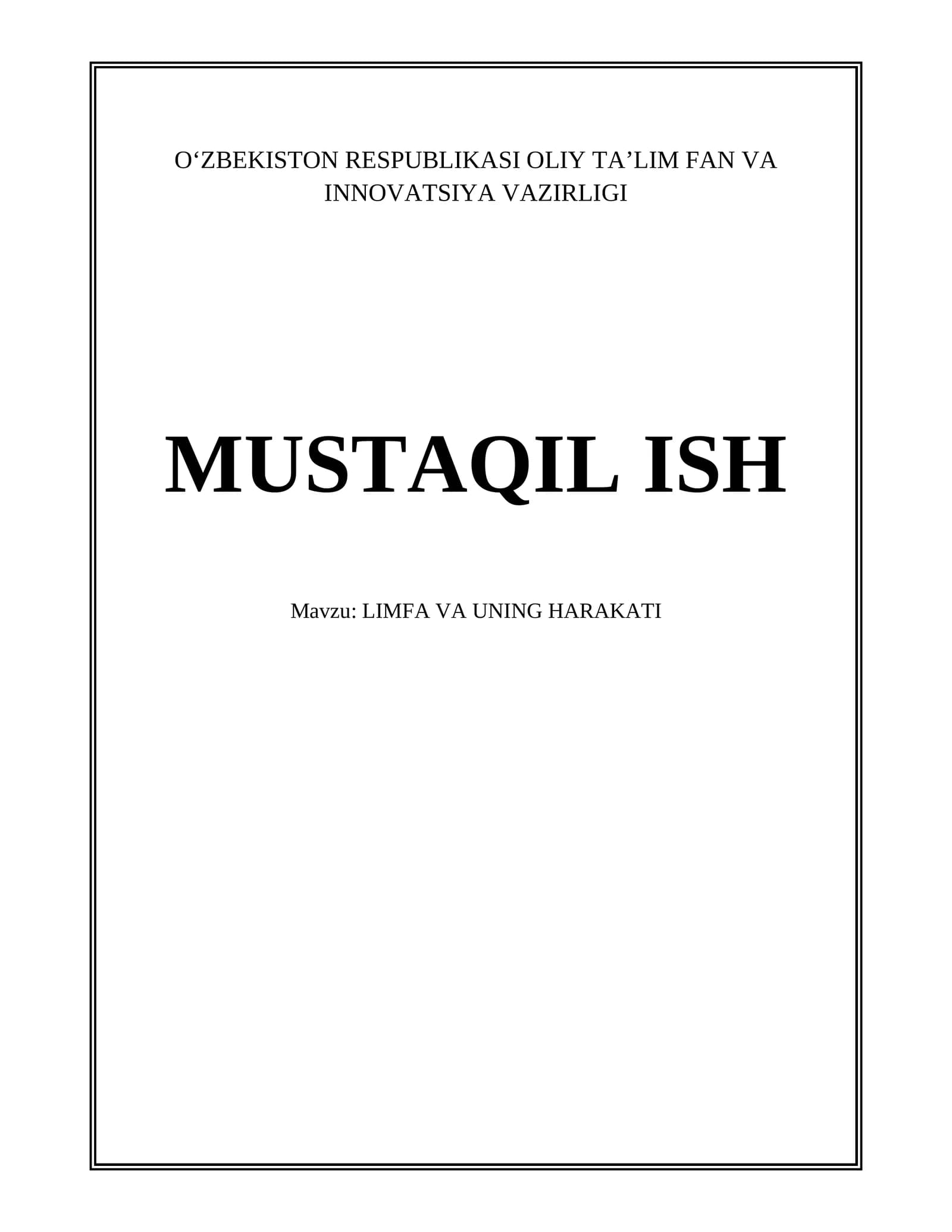 LIMFA VA UNING HARAKATI