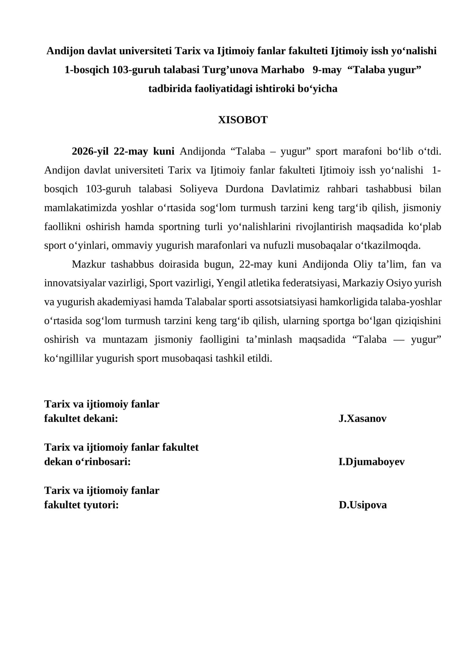 Talaba – yugur sport marafoni