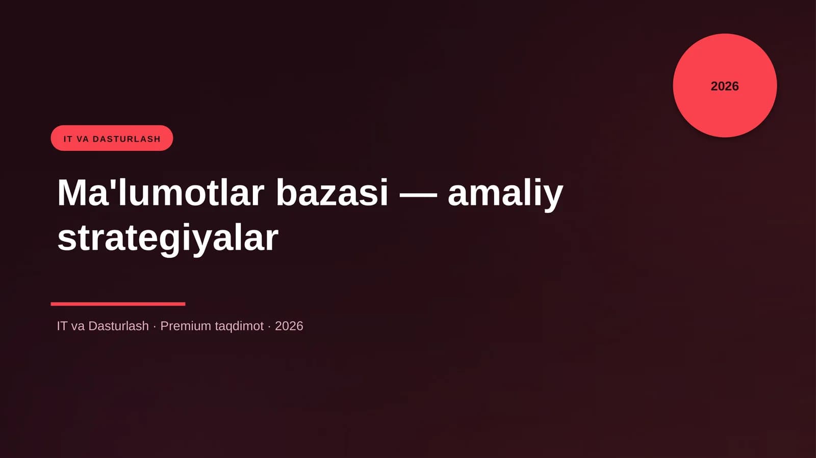 Ma'lumotlar bazasi — amaliy strategiyalar