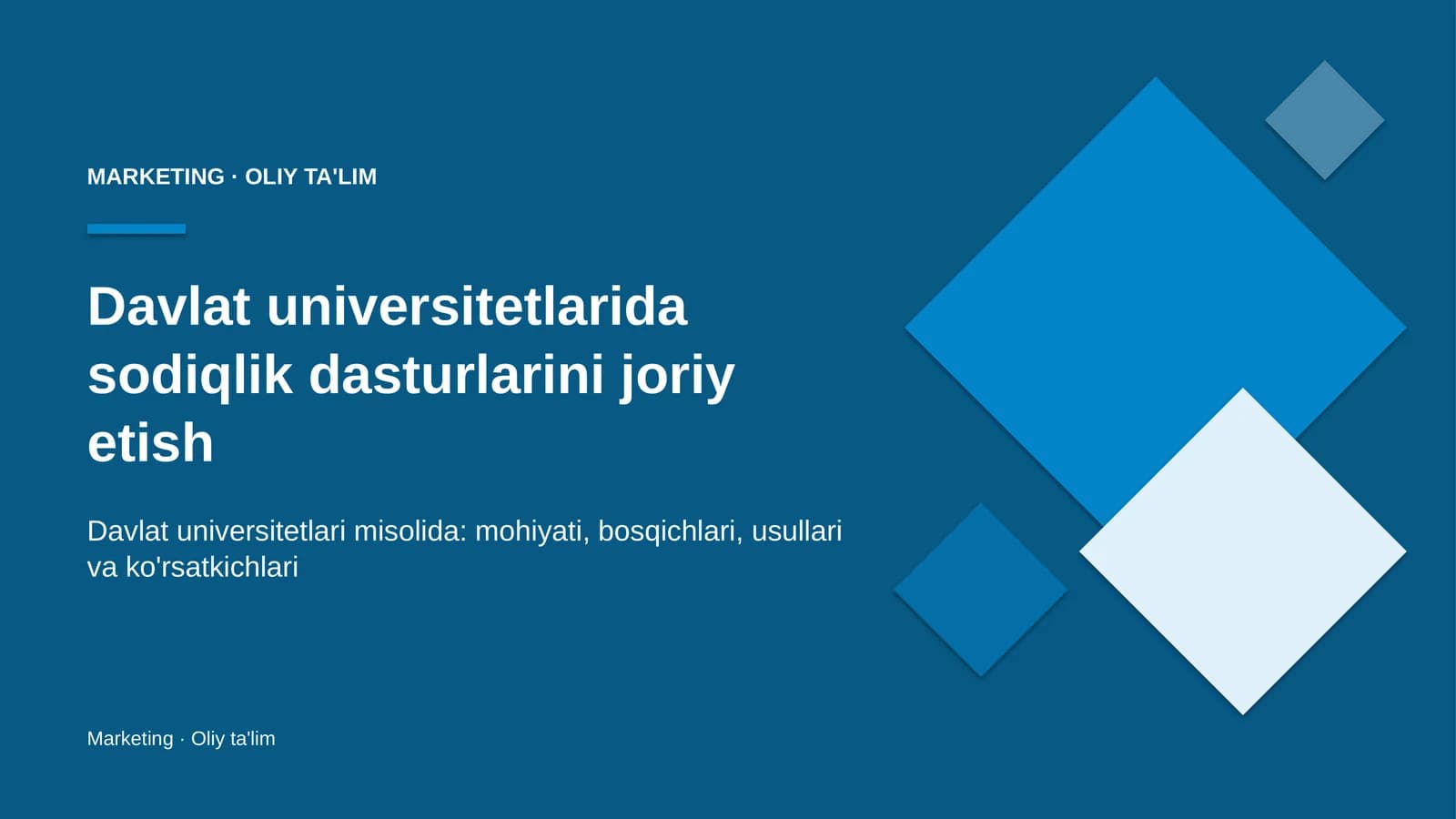 Davlat universitetlarida sodiqlik dasturlarini joriy etish