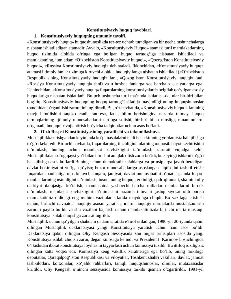 Konstitutsiyaviy huquq javoblari