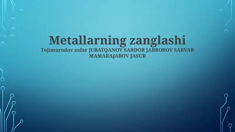 Metallarning zanglashi