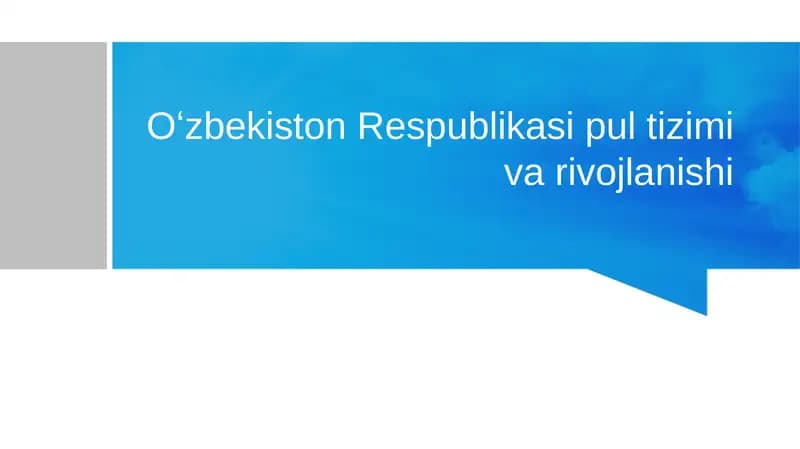Pul tizimi va rivojlanishi