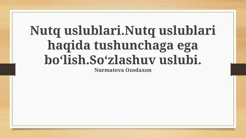 Nutq Uslublari