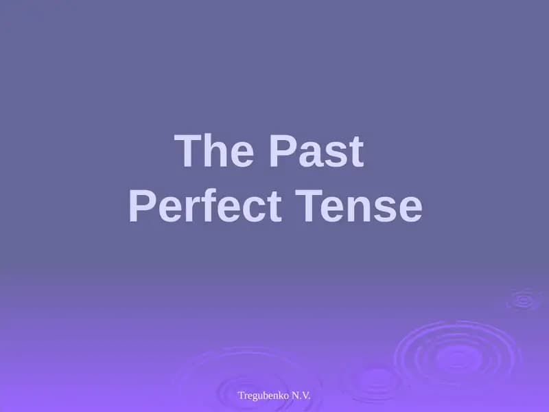 The Past Perfect Tense
