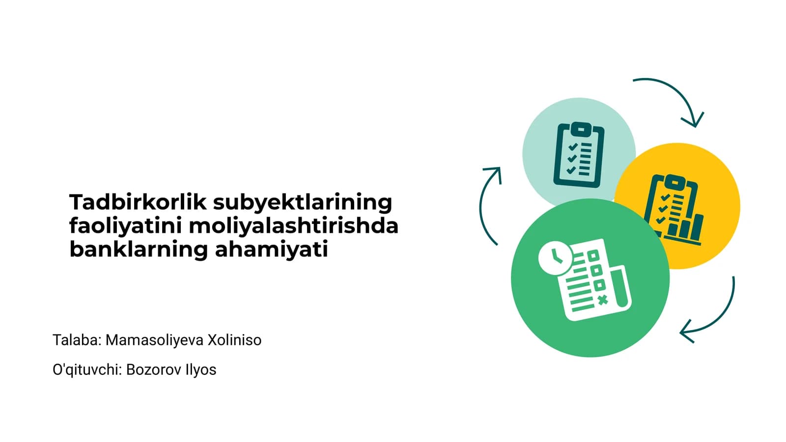 Tadbirkorlik subyektlarining faoliyatini moliyalashtirishda banklarning ahamiyati