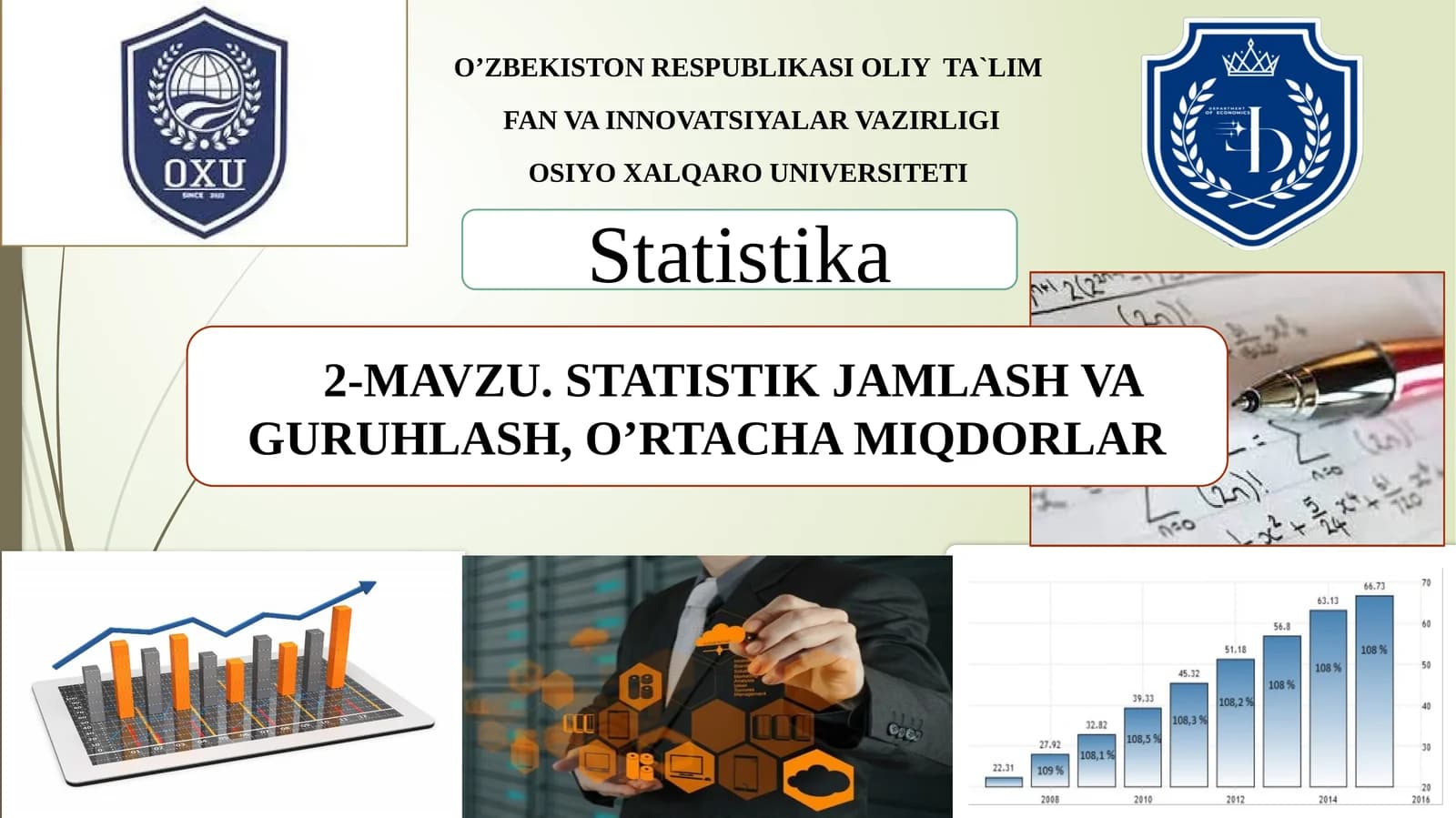 STATISTIK JAMLASH VAGURUHLASH, O’RTACHA MIQDORLAR
