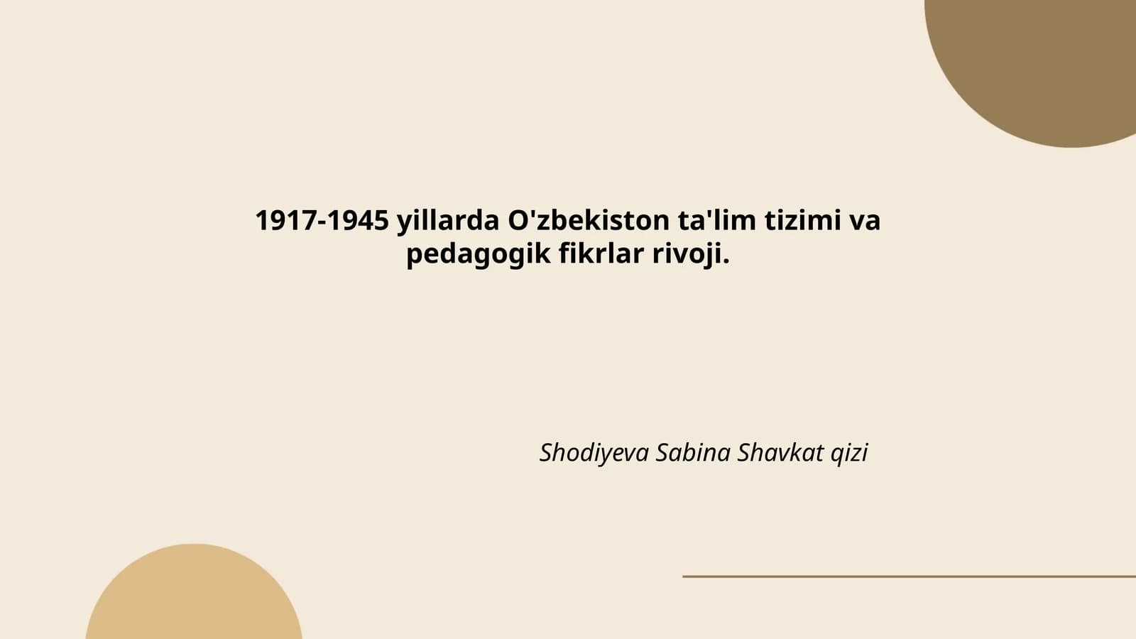 O'zbekiston ta'lim tizimi va pedagogik fikrlar rivoji