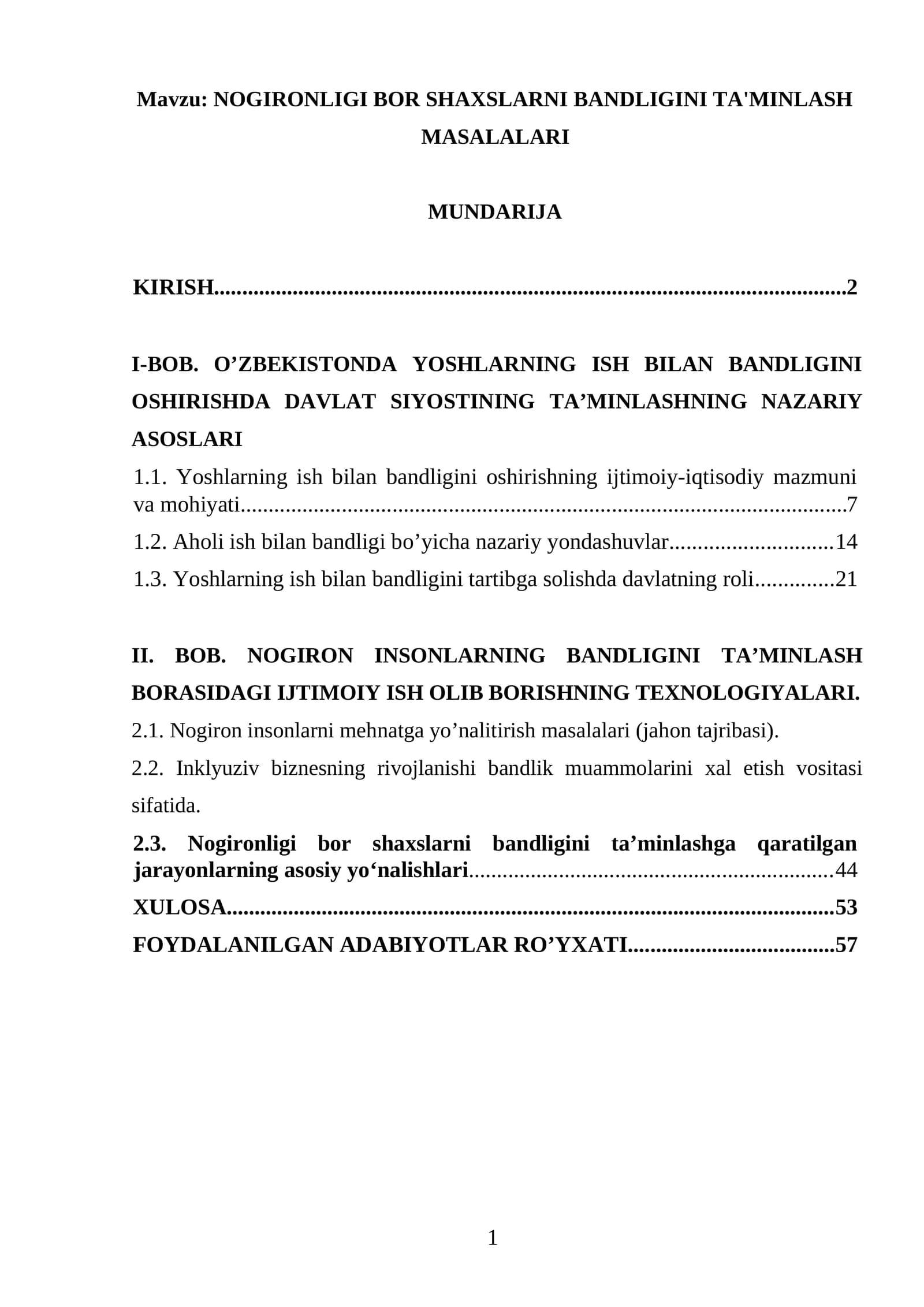 NOGIRONLIGI BOR SHAXSLARNI BANDLIGINI TA'MINLASH MASALALARI