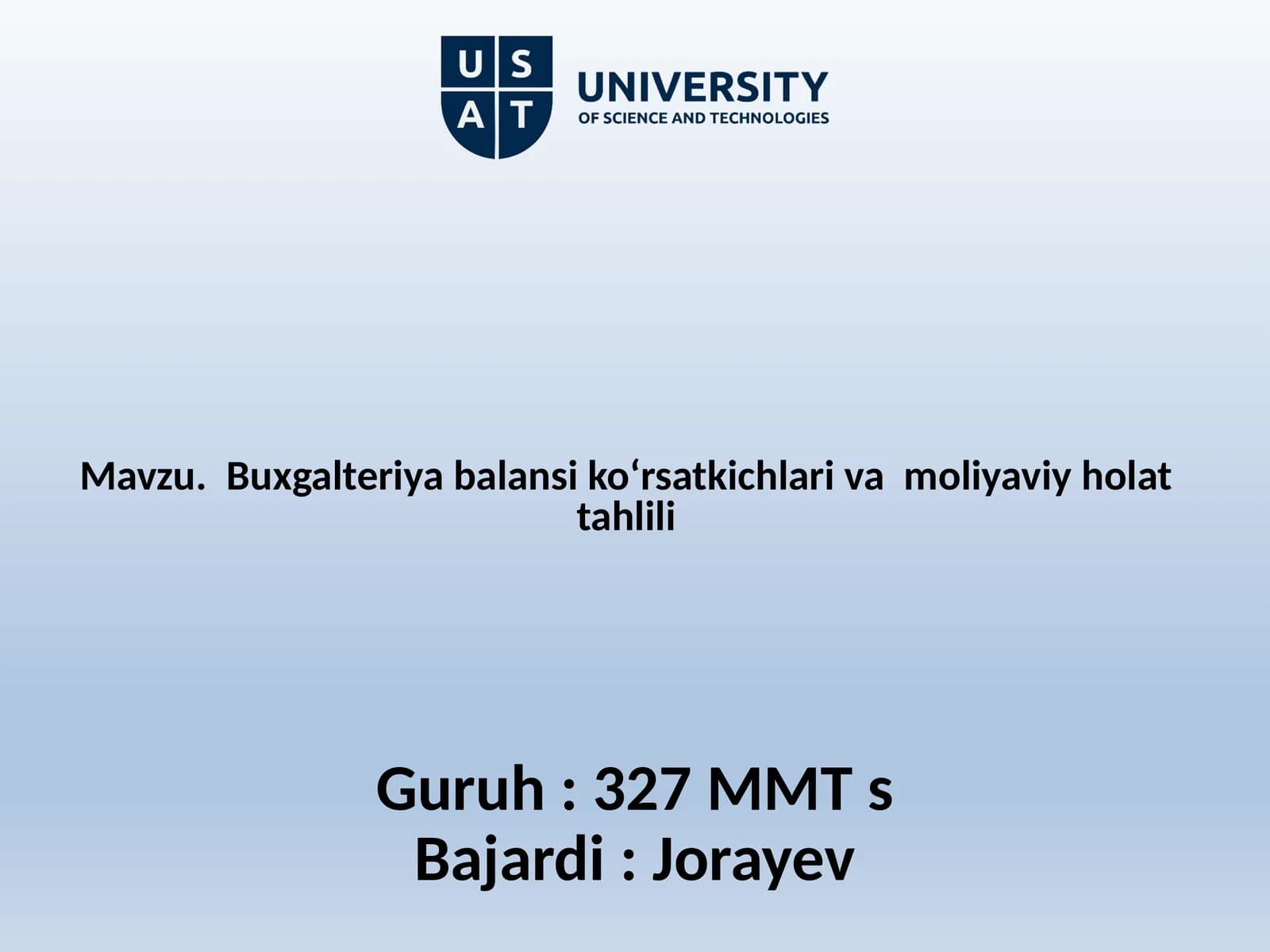 Buxgalteriya balansi ko‘rsatkichlari va moliyaviy holat tahlili