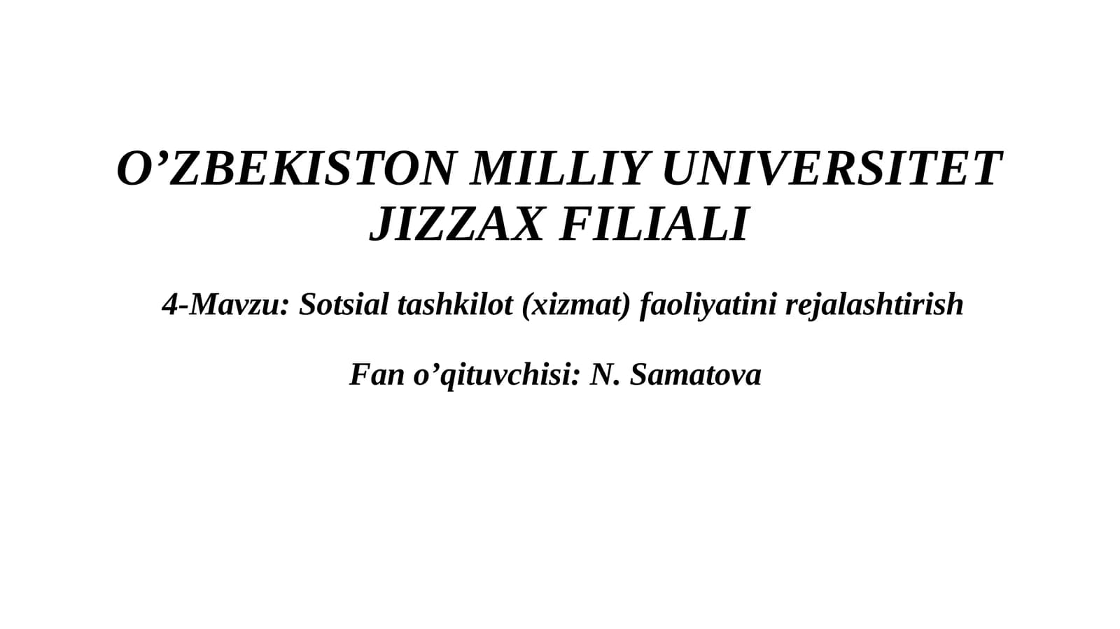 Sotsialtashkilot(xizmat)faoliyatinirejalashtirish