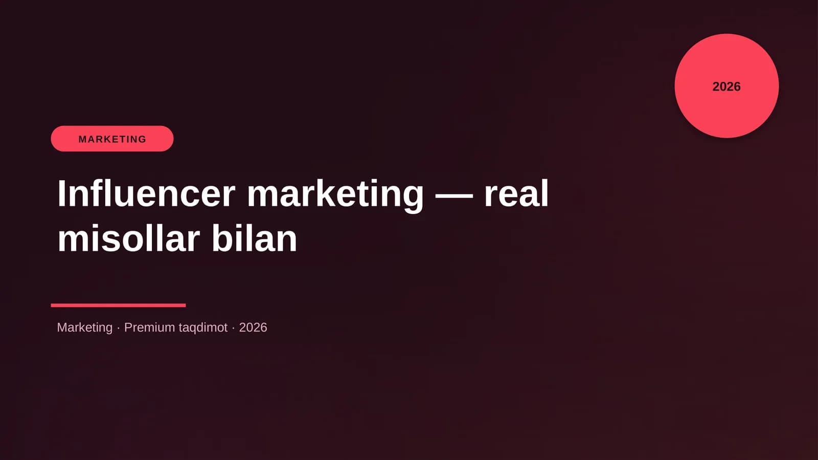 Influencer marketing — real misollar bilan