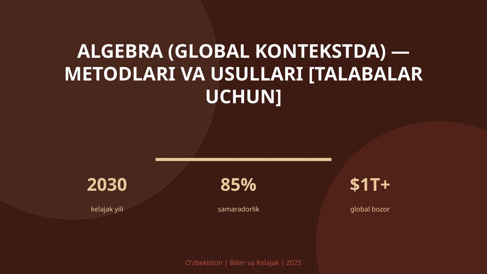 Algebra (global kontekstda) — metodlari va usullari [talabalar uchun]