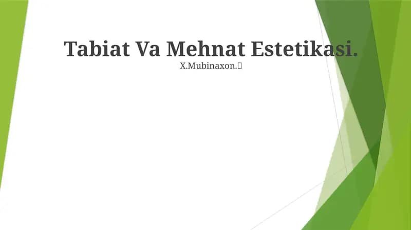 Tabiat Va Mehnat Estetikasi