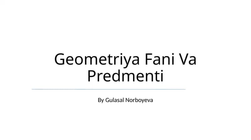 Geometriya Fani Va Predmeti