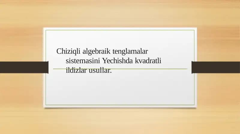 Chiziqli tenglamalar sistemasini yechishdagi kvadratli ildizlar usullari