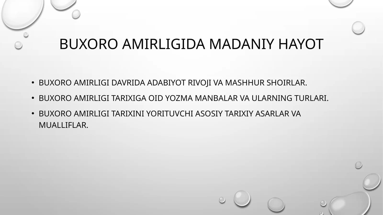 Buxoro amirligida madaniy hayot
