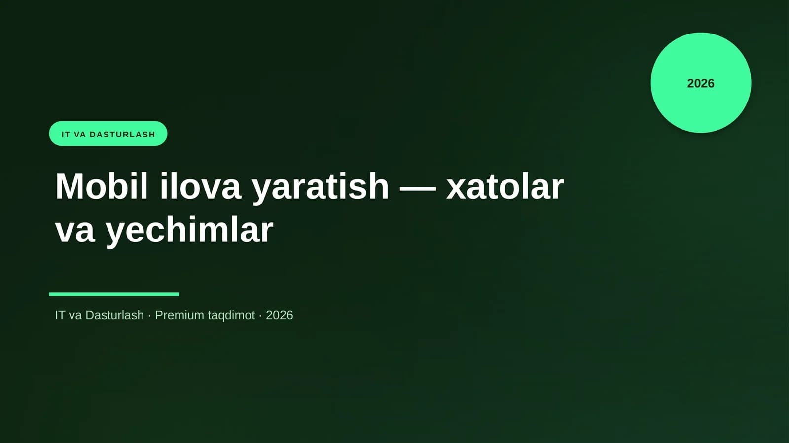 Mobil ilova yaratish — xatolar va yechimlar