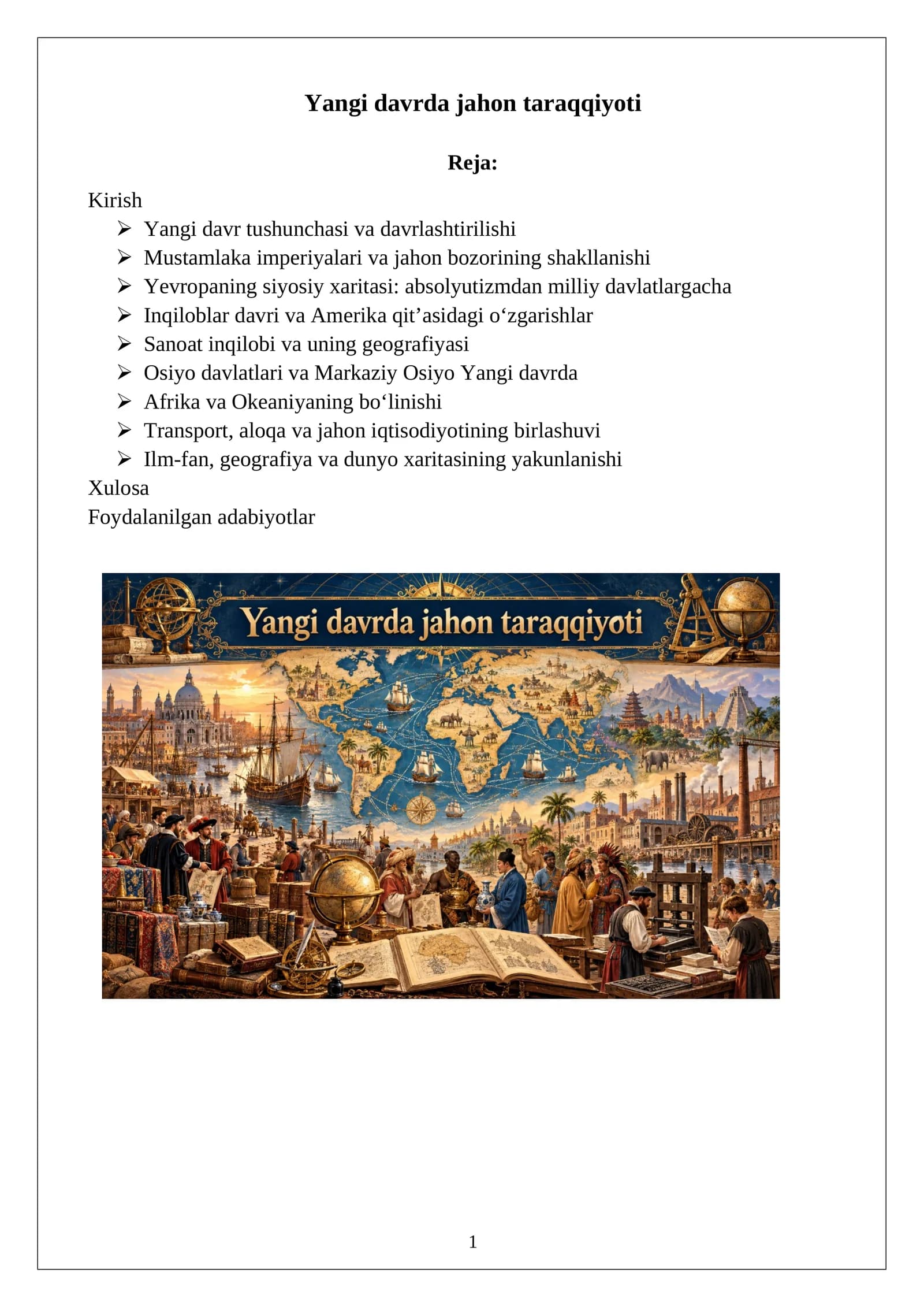 Yangi davrda jahon taraqqiyoti