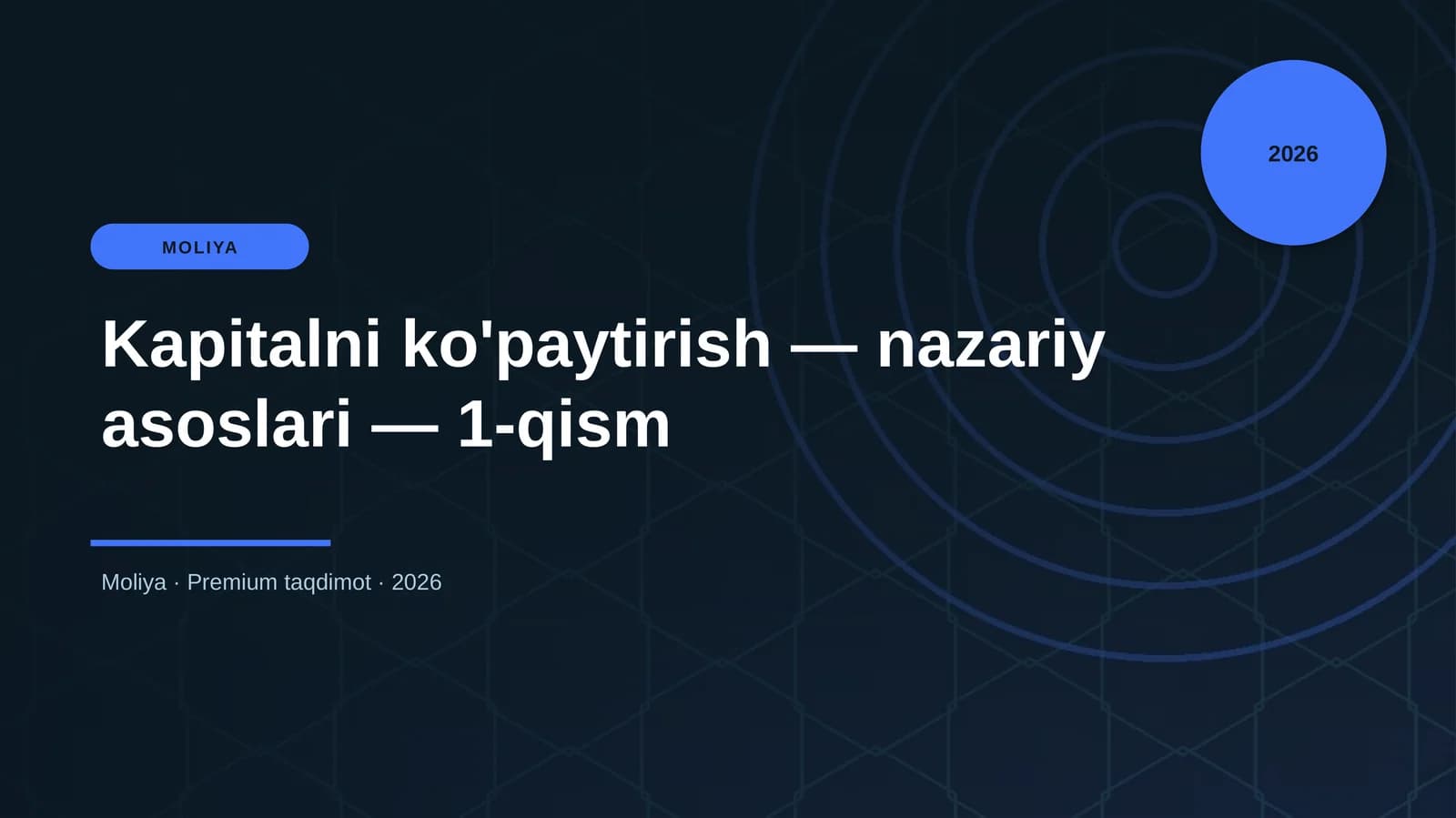 Kapitalni ko'paytirish — nazariy asoslari — 1-qism