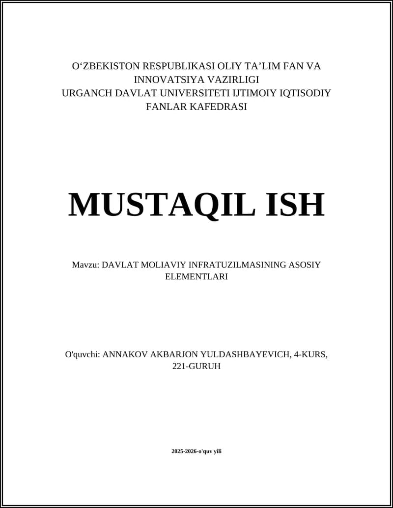 Davlat Moliaviy Infratuzilmasi