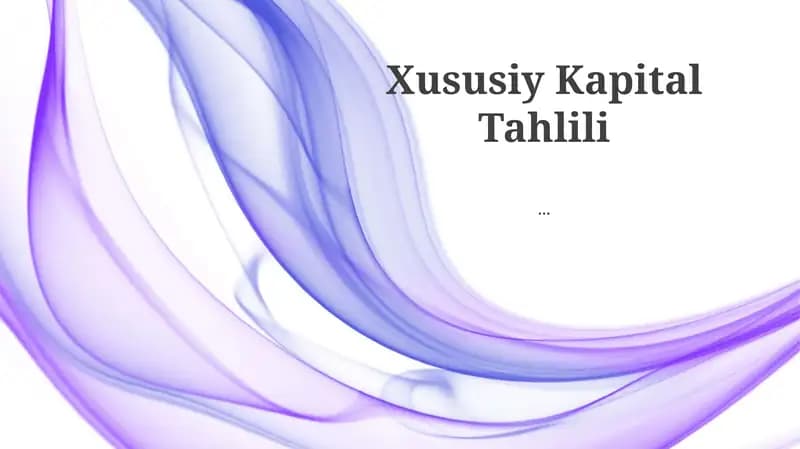 Xususiy Kapital Tahlili