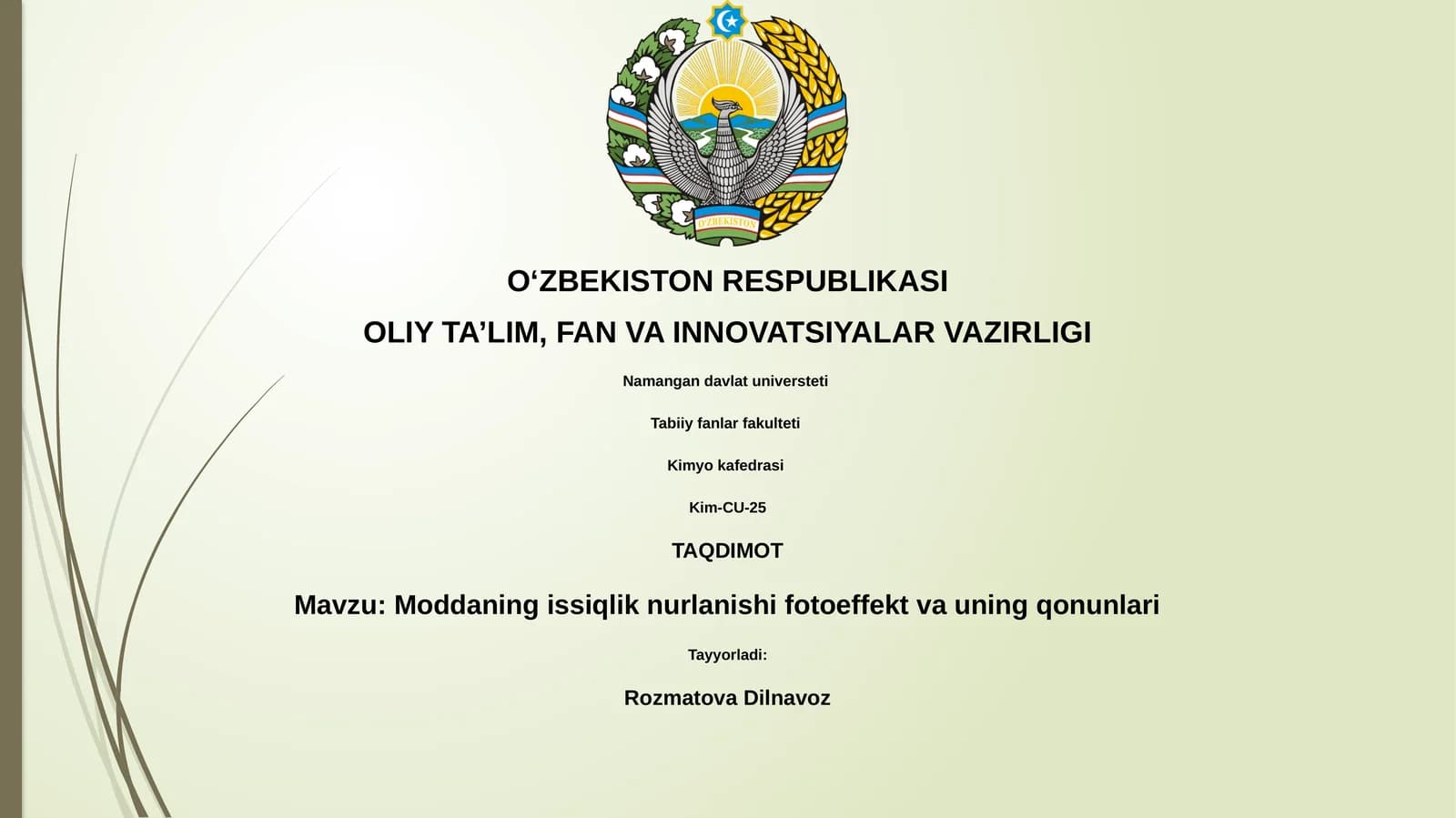 Moddaning issiqlik nurlanishi fotoeffekt va uning qonunlari