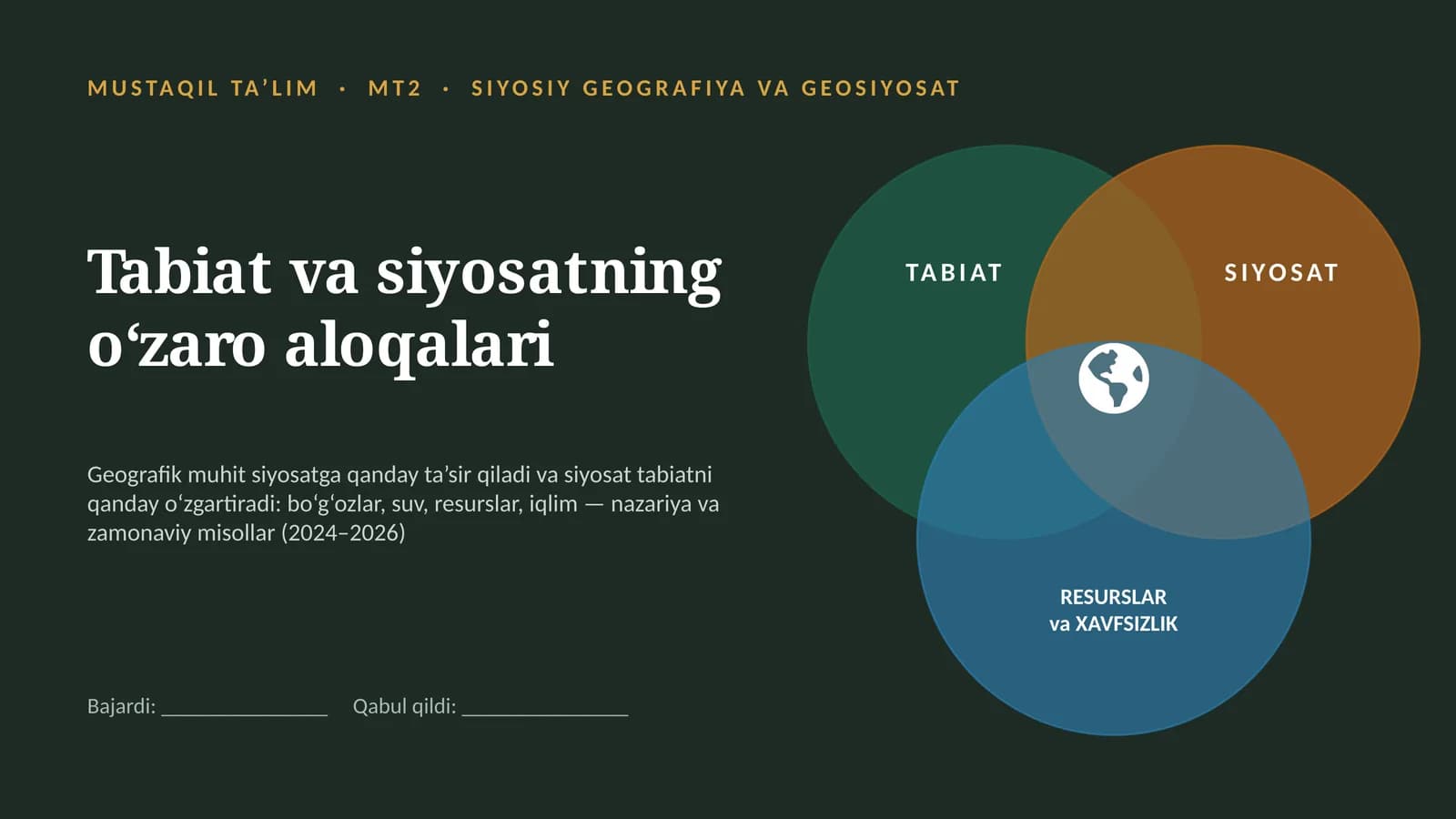 tabiat va siyosatning oʻzaro aloqalari ppt