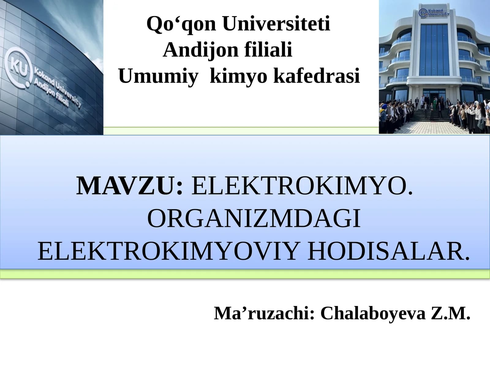 Elektrokimyo. Organizmdagi Elektrokimyoviy Hodisalar