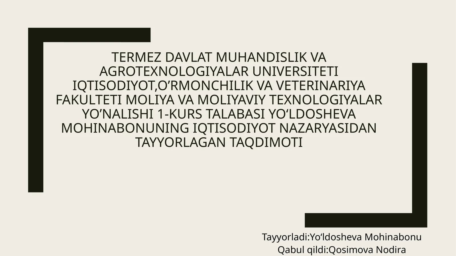 iqtisodiyot nazariyasidan tayyorlagan taqdimoti