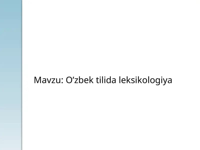 O’zbektilidaleksikologiya