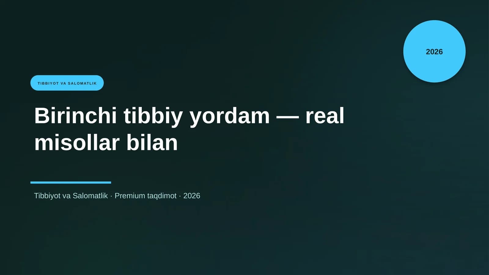 Birinchi tibbiy yordam — real misollar bilan