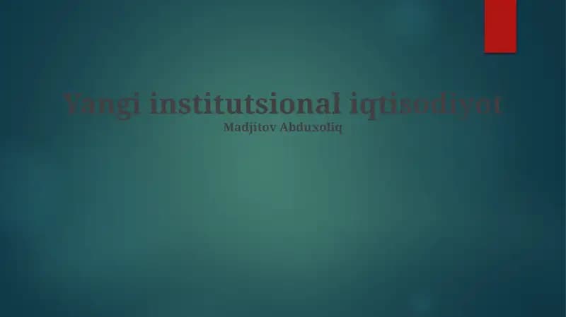 Yangi institutsional iqtisodiyot