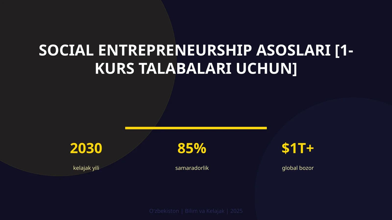 Social entrepreneurship asoslari [1-kurs talabalari uchun]