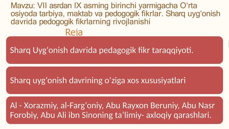 Sharquyg‘onish davri pedagogik fikrlar