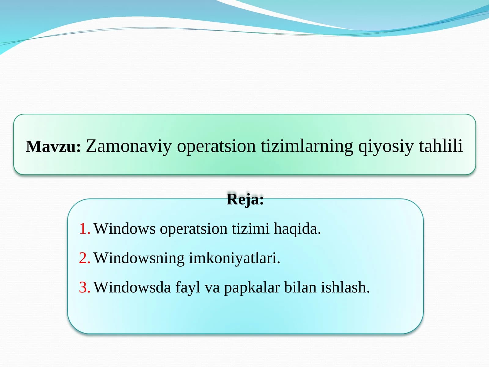 Windows operatsion tizimi haqida