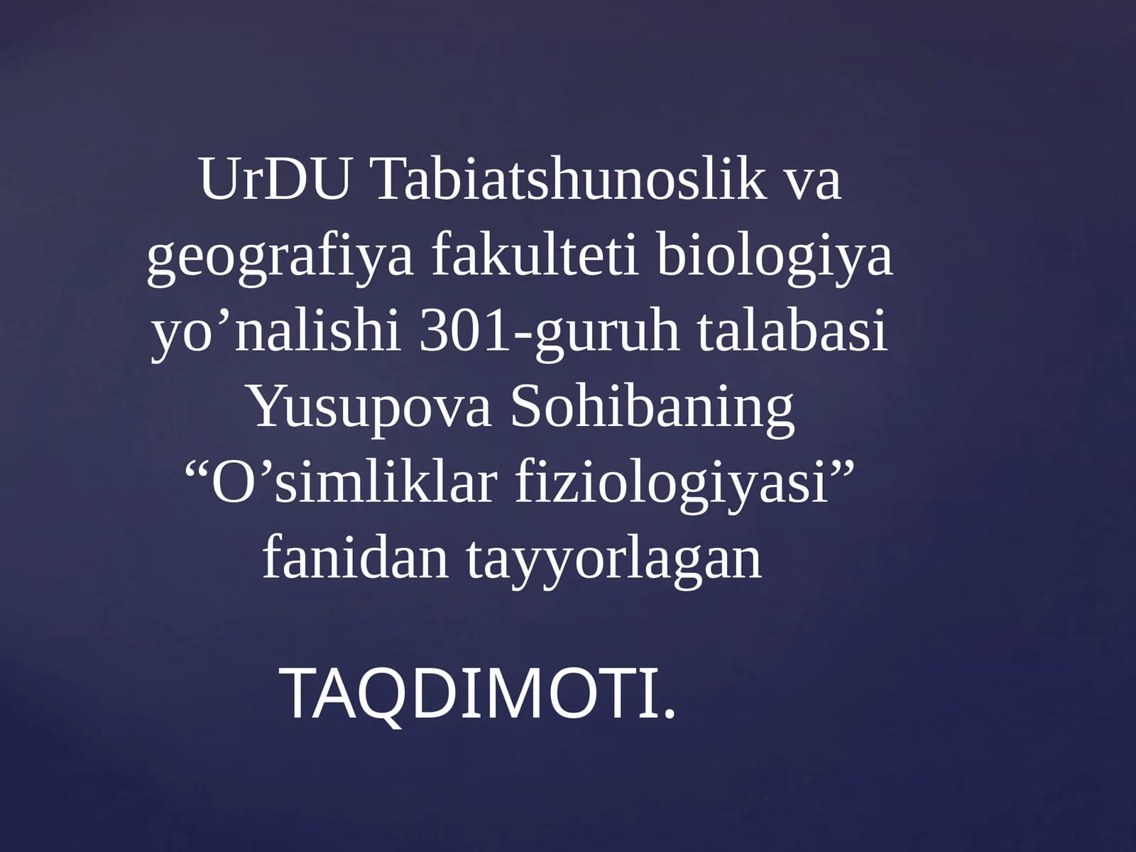 O’simliklar fiziologiyasi