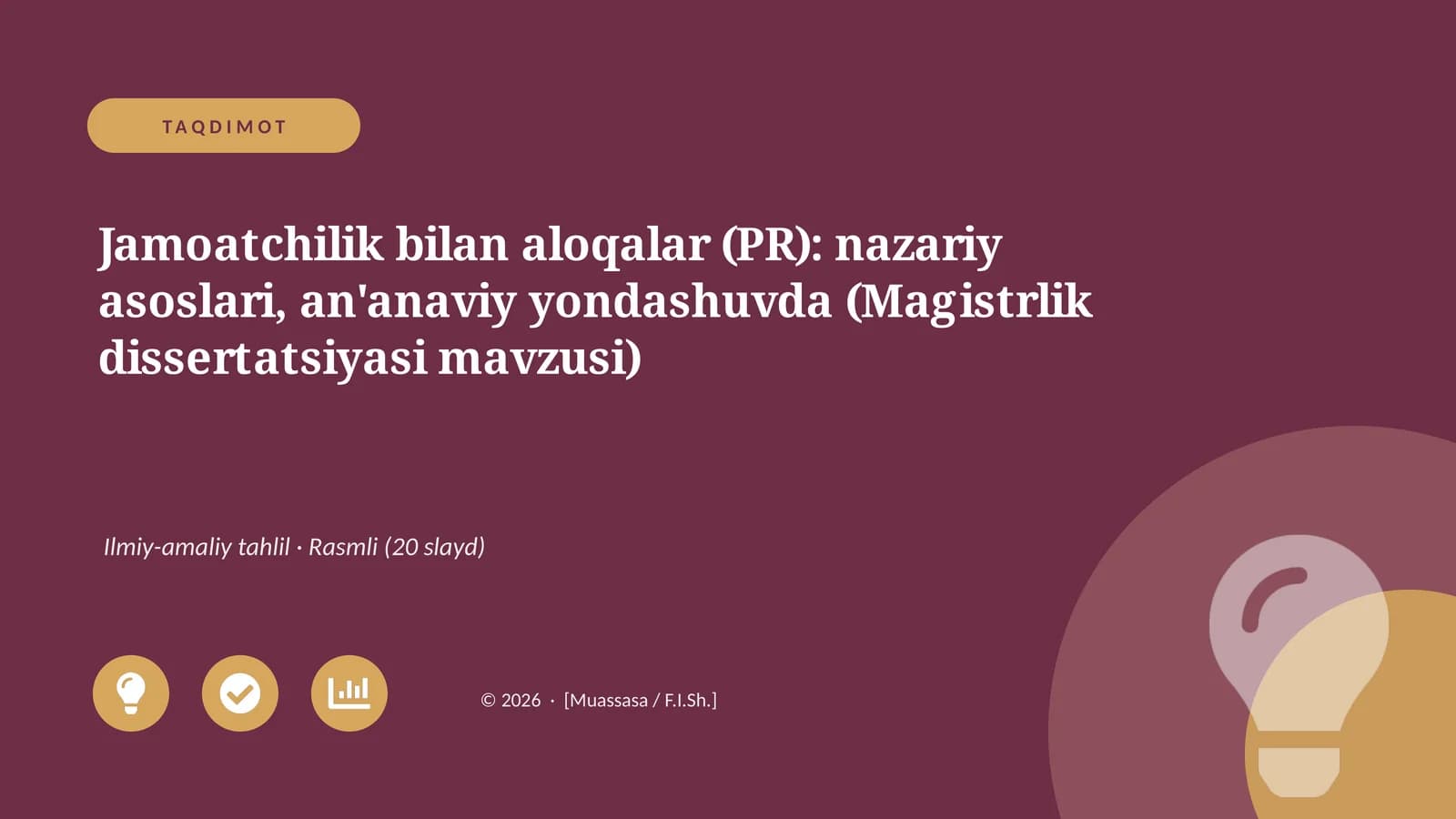 Jamoatchilik bilan aloqalar (PR): nazariy asoslari, an'anaviy yondashuvda