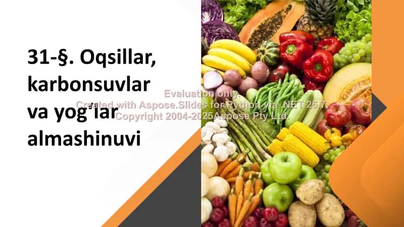 Oqsillar, karbonsuvlar va yog‘lar almashinuvi
