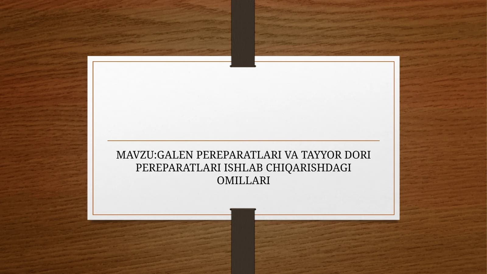 GALEN PEREPARATLARI VA TAYYOR DORI PEREPARATLARI ISHLAB CHIQARISHDAGI OMILLARI