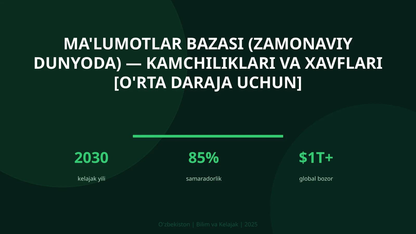 Ma'lumotlar bazasi (zamonaviy dunyoda) — kamchiliklari va xavflari [o'rta daraja uchun]