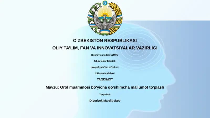 Orol muammosi bo'yicha qo'shimcha ma'lumot to'plash