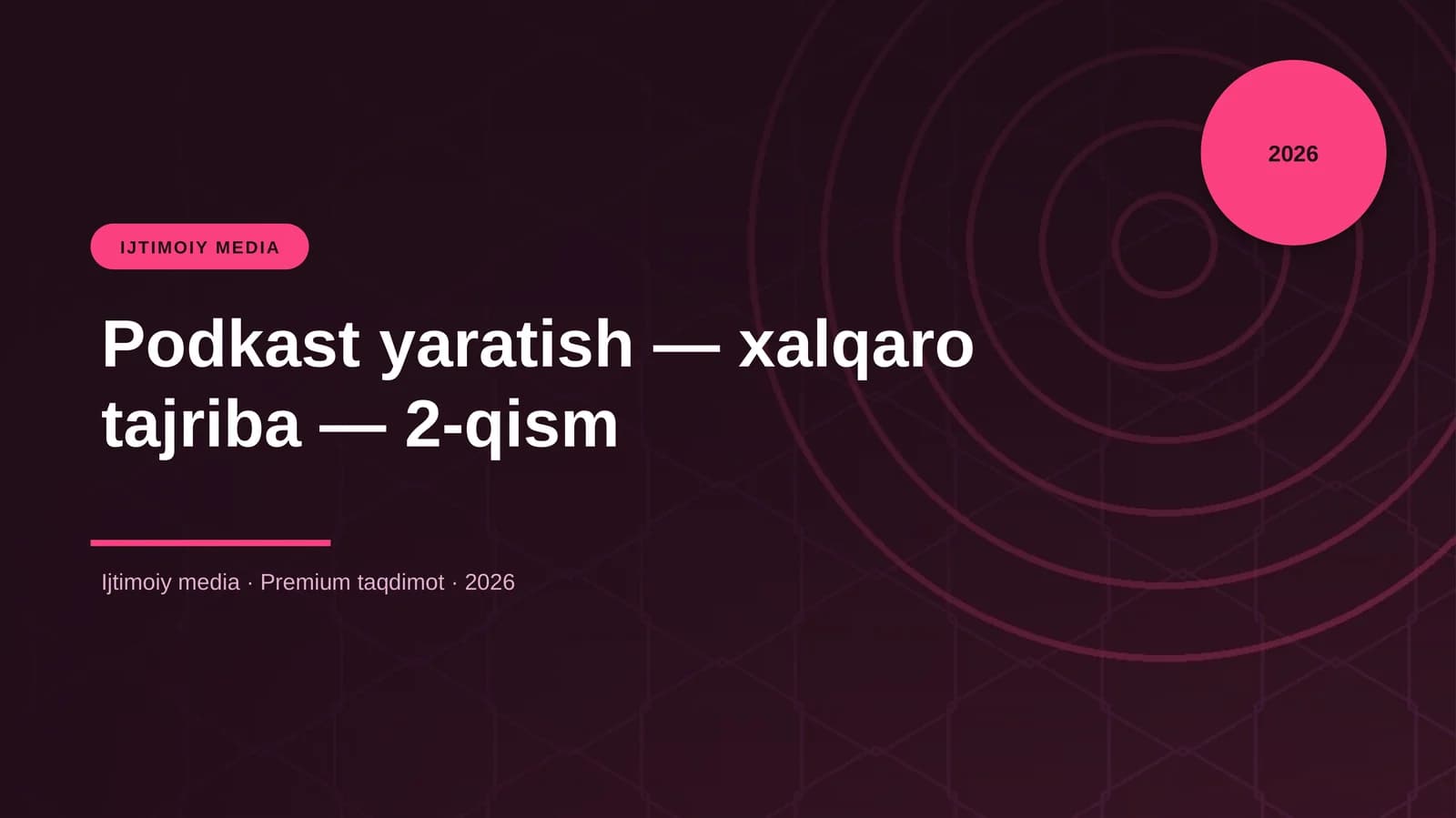 Podkast yaratish — xalqaro tajriba — 2-qism