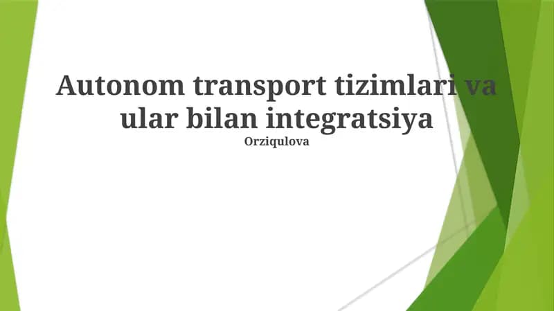 Avtonom Transportning Kelajagi