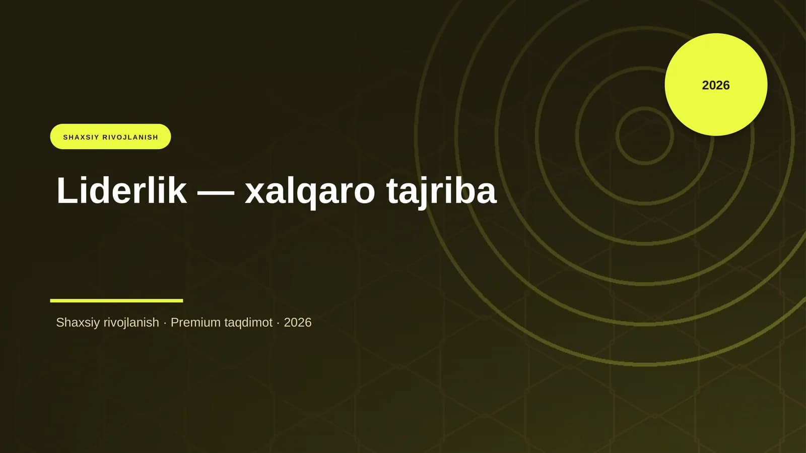 Liderlik — xalqaro tajriba