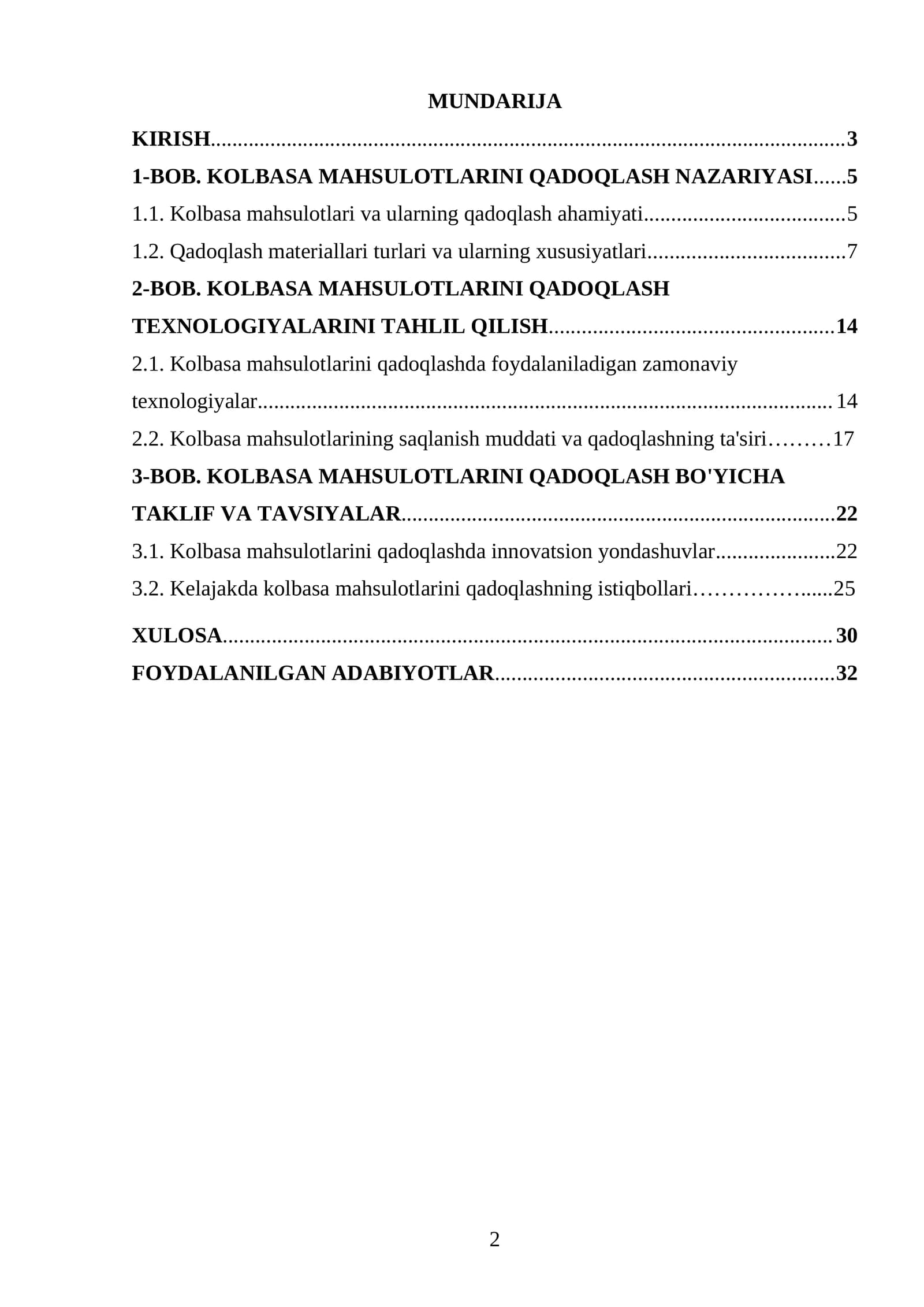 KOLBASA MAHSULOTLARINI QADOQLASH NAZARIYASI