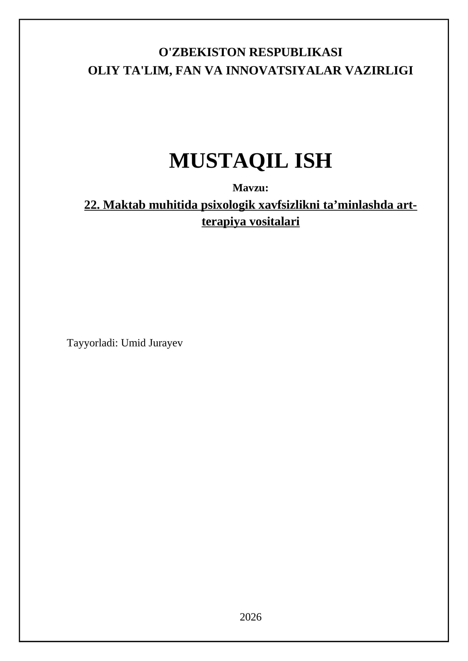 Maktab muhitida psixologik xavfsizlikni ta’minlashda art-terapiya vositalari