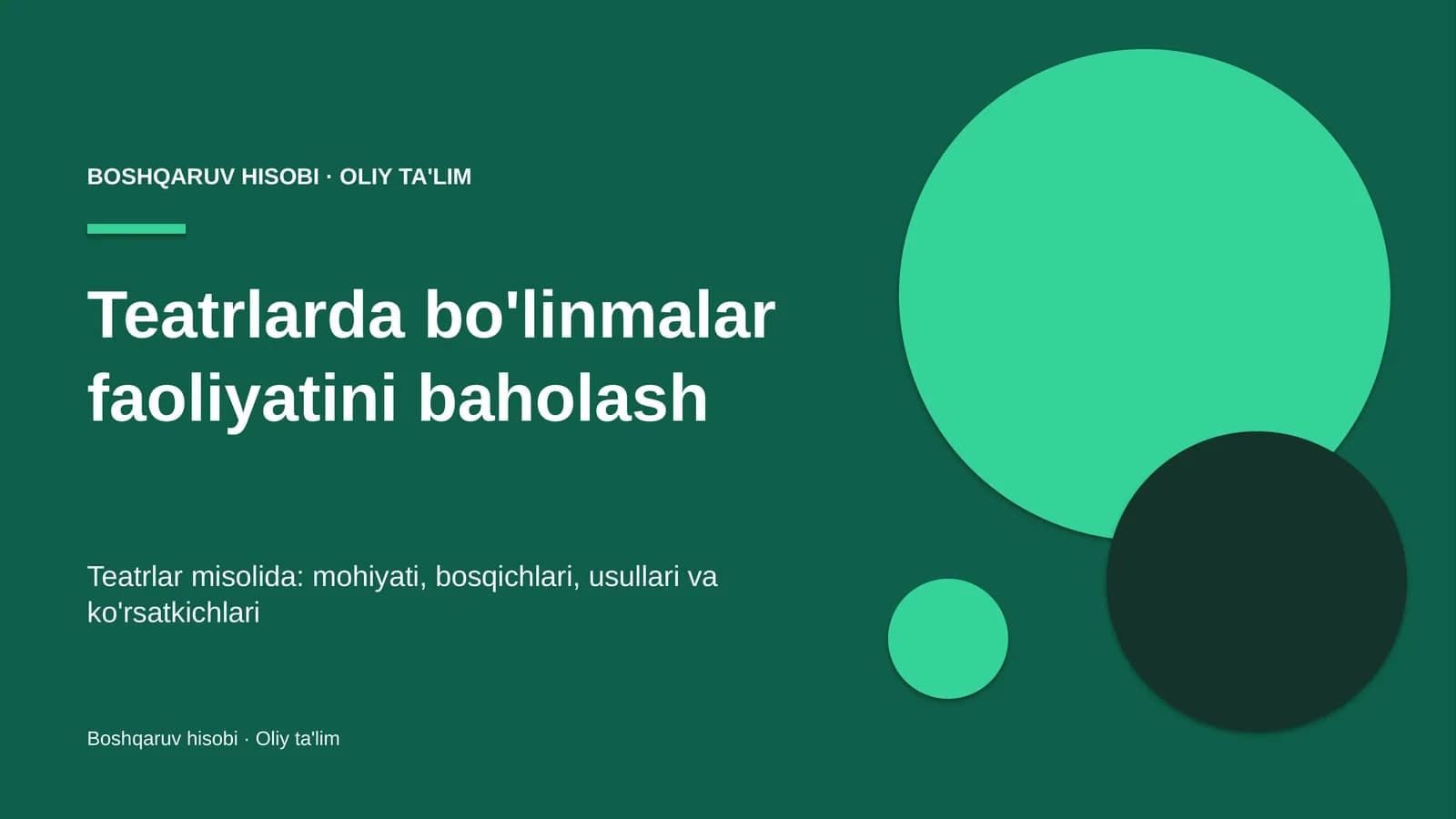 Teatrlarda bo'linmalar faoliyatini baholash