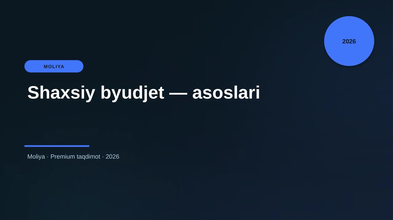 Shaxsiy byudjet — asoslari