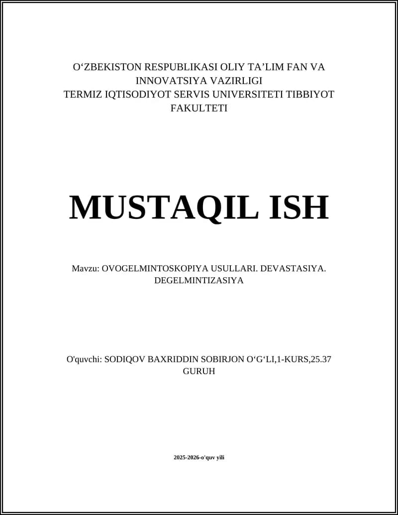 OVOGELMINTOSKOPIYA USULLARI